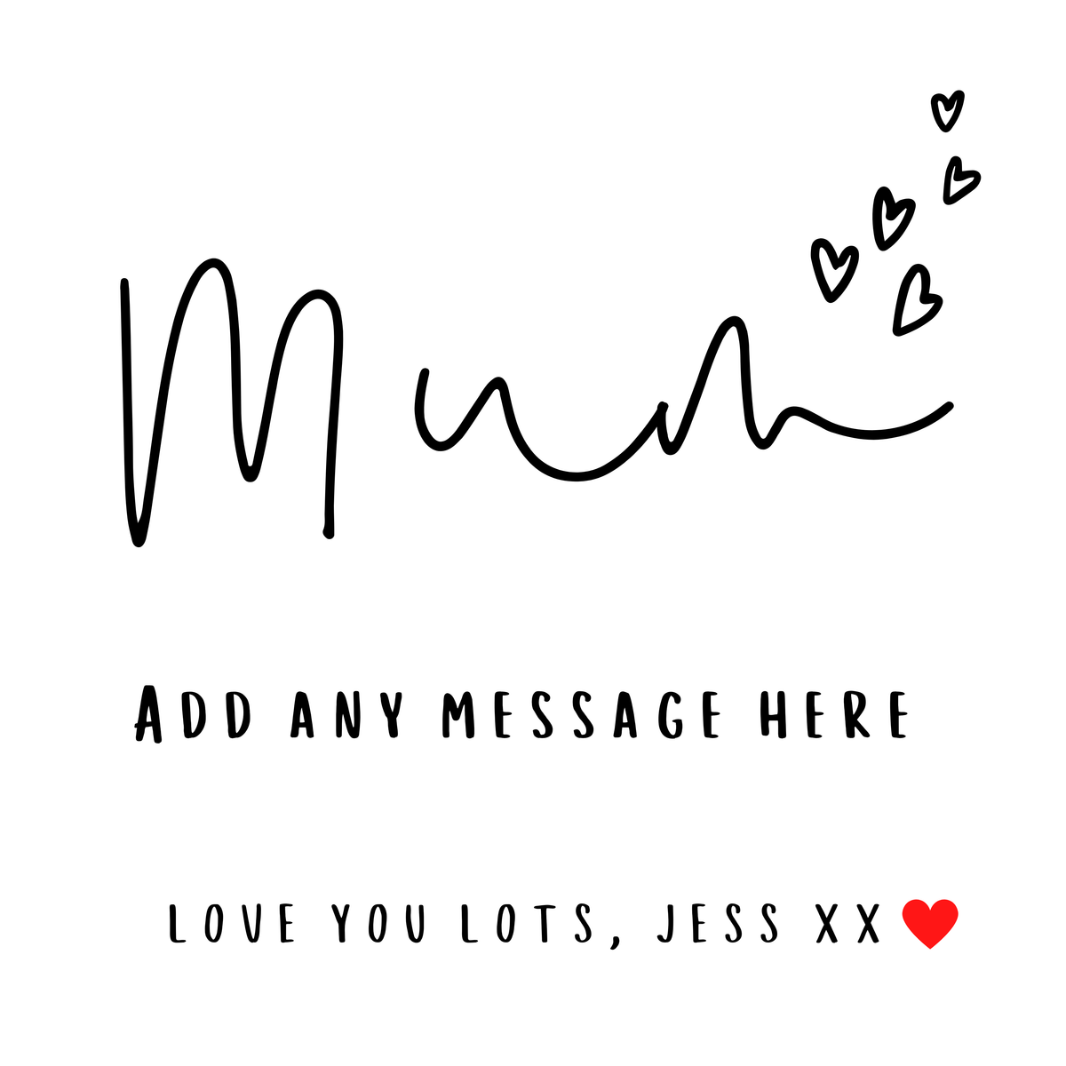 Mum Script and Hearts Mug – original flat artwork