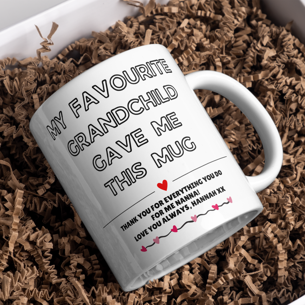My Favourite Grandchild Gave Me This Mug – gift presentation on paper packing
