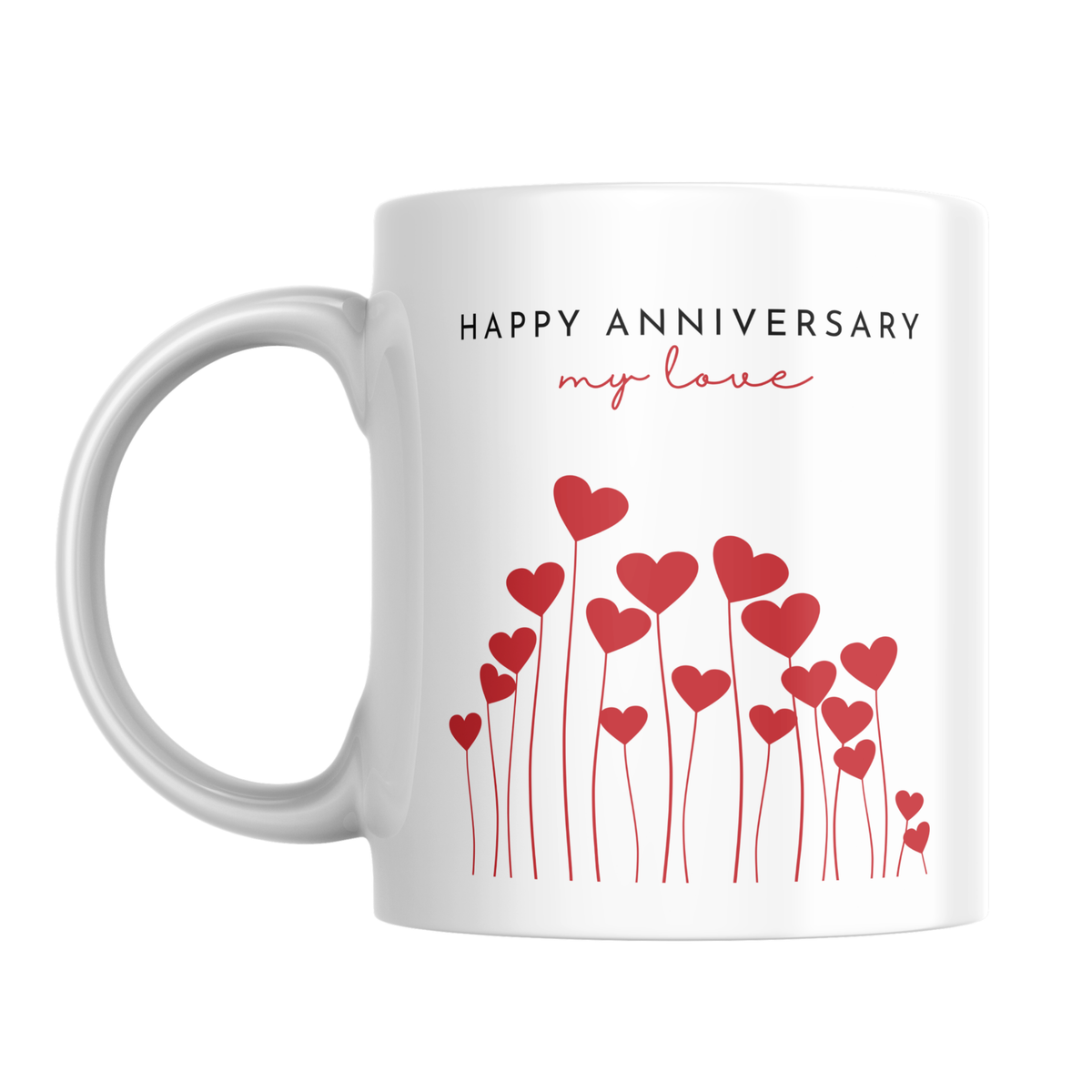 My Love Red Hearts Anniversary Mug – front view