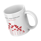 My Love Red Hearts Anniversary Mug – angled view