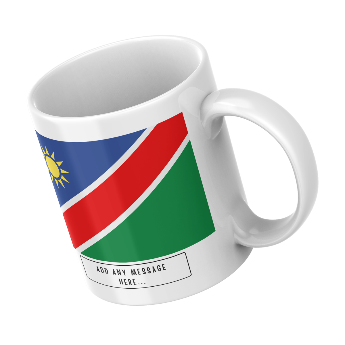 Personalised Namibia flag mug – angled view