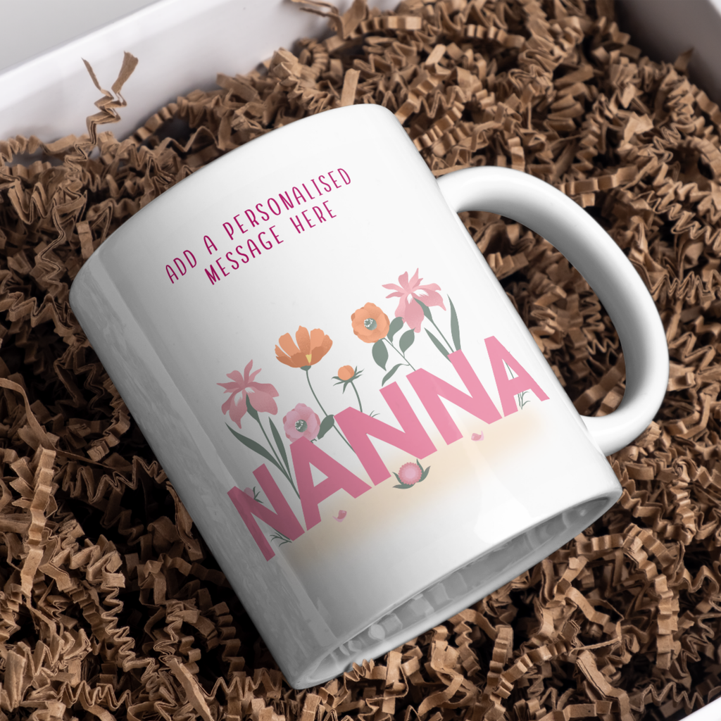 Nanna Floral Lettering Mug – gift presentation on paper packing
