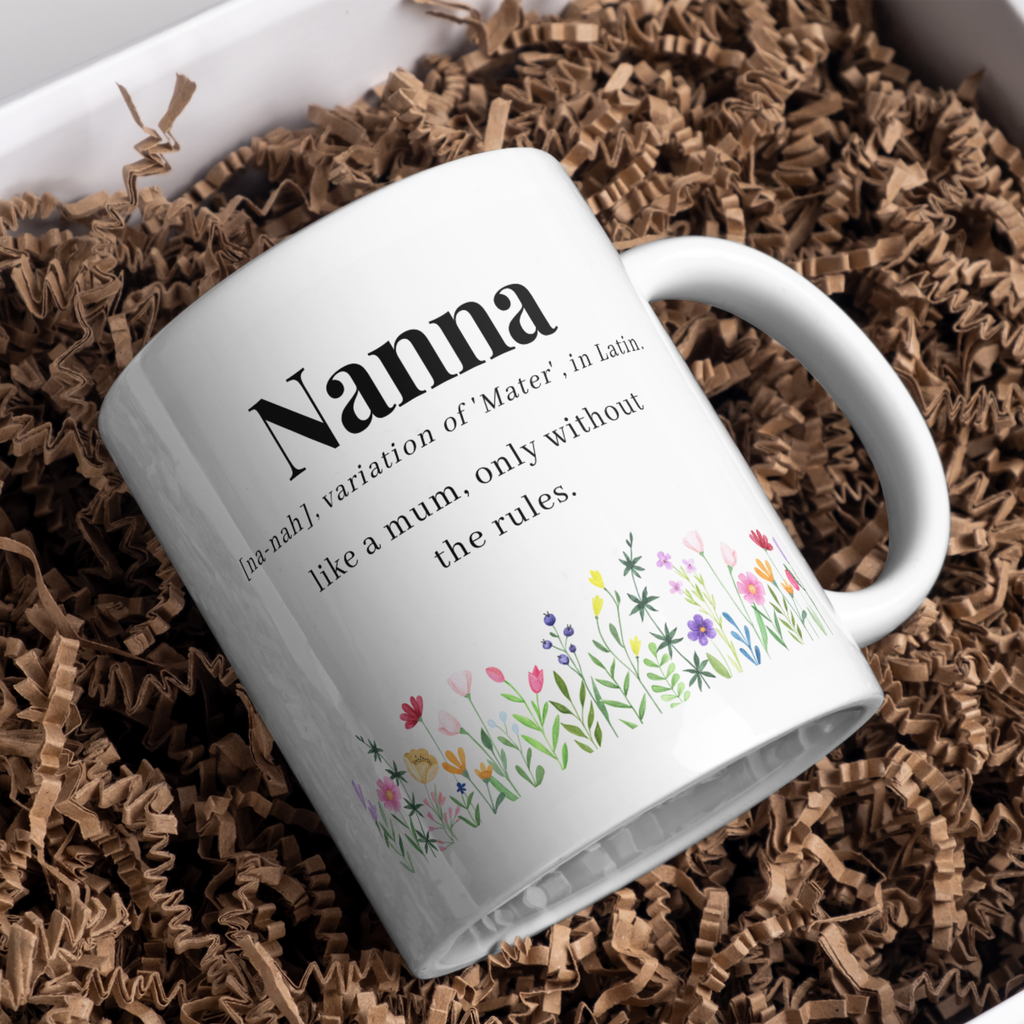 Nanna Like a Mum Without the Rules Mug – gift presentation on paper packing