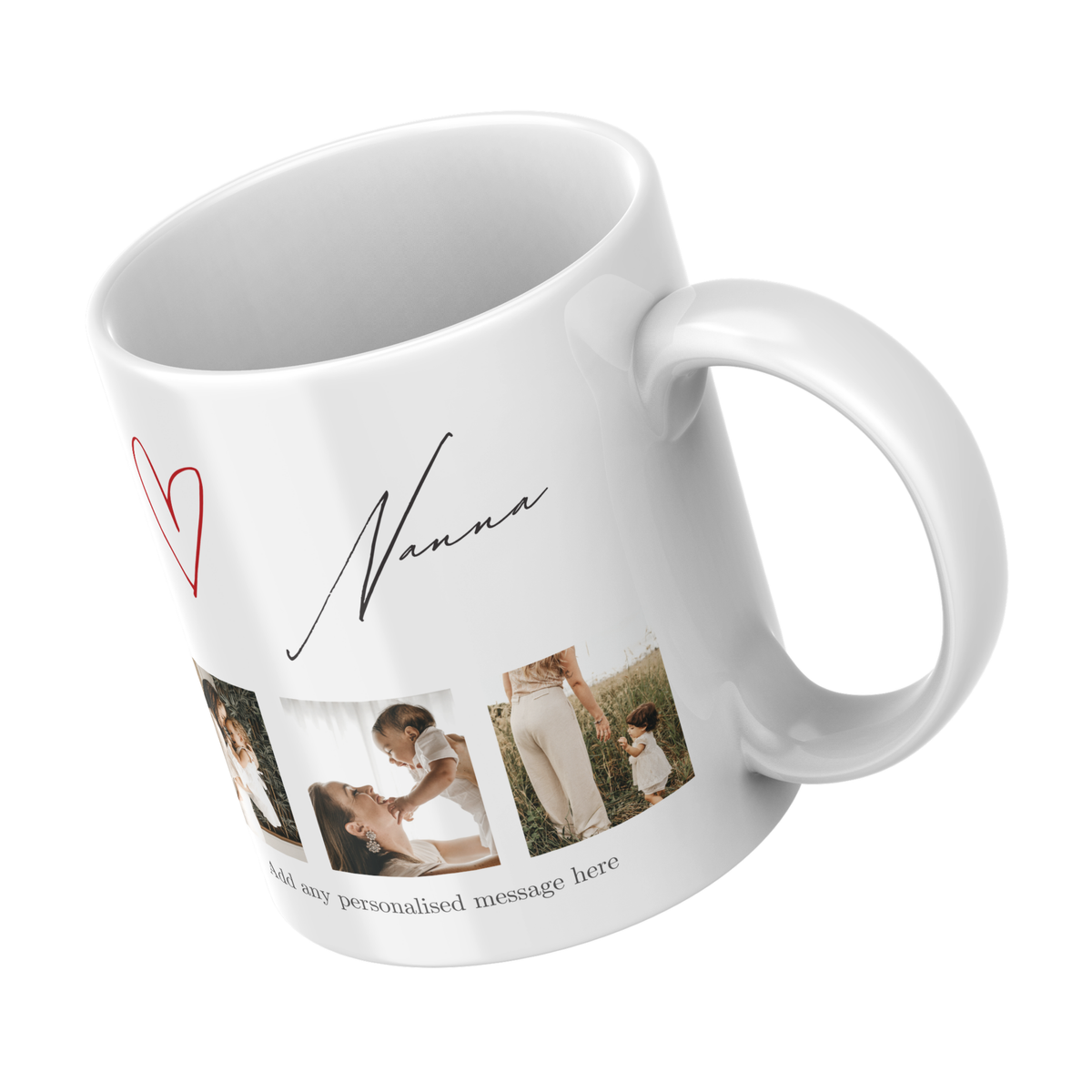 Nanna Photo Collage Mug – angled view