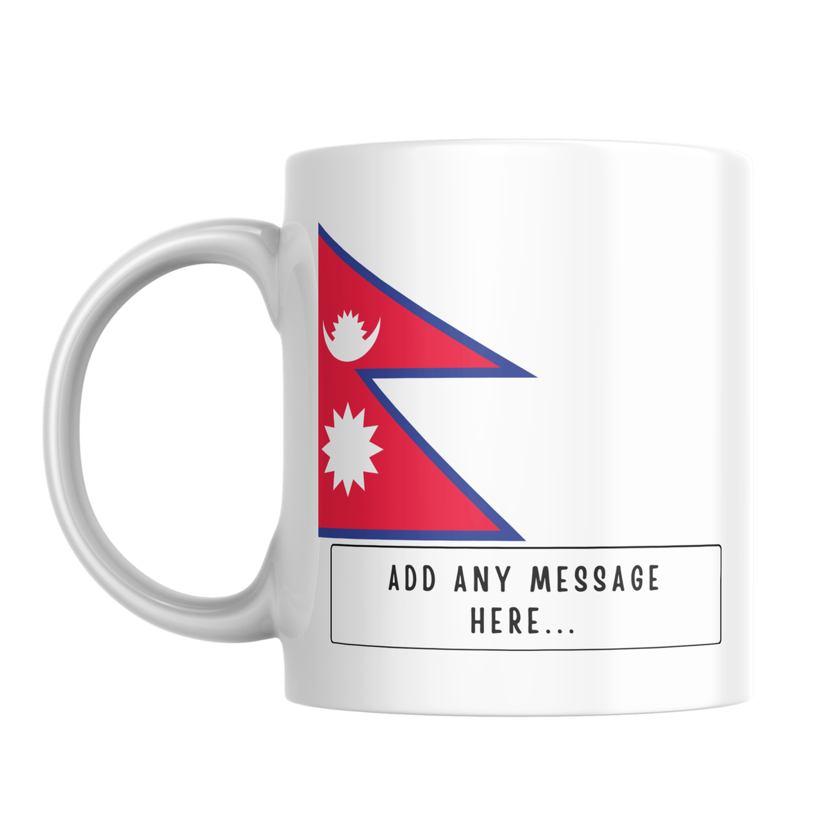 Personalised Nepal flag mug – front view