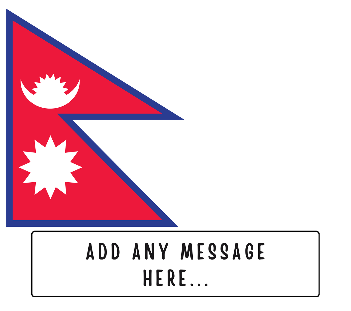 Personalised Nepal flag mug – flat source artwork with space for a personalised message