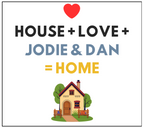 House + Love + names = Home personalised candle label design