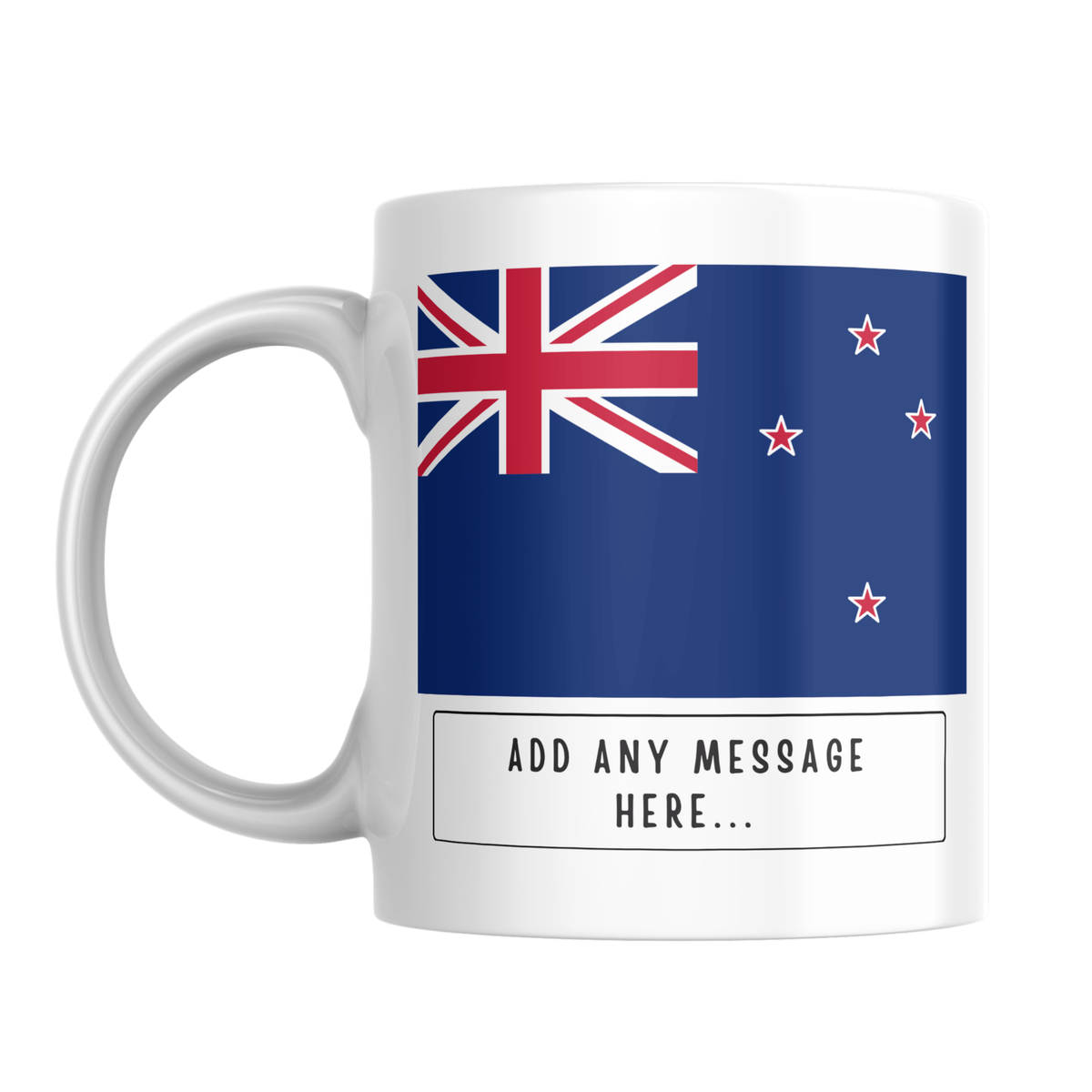 Personalised New Zealand flag mug – front view