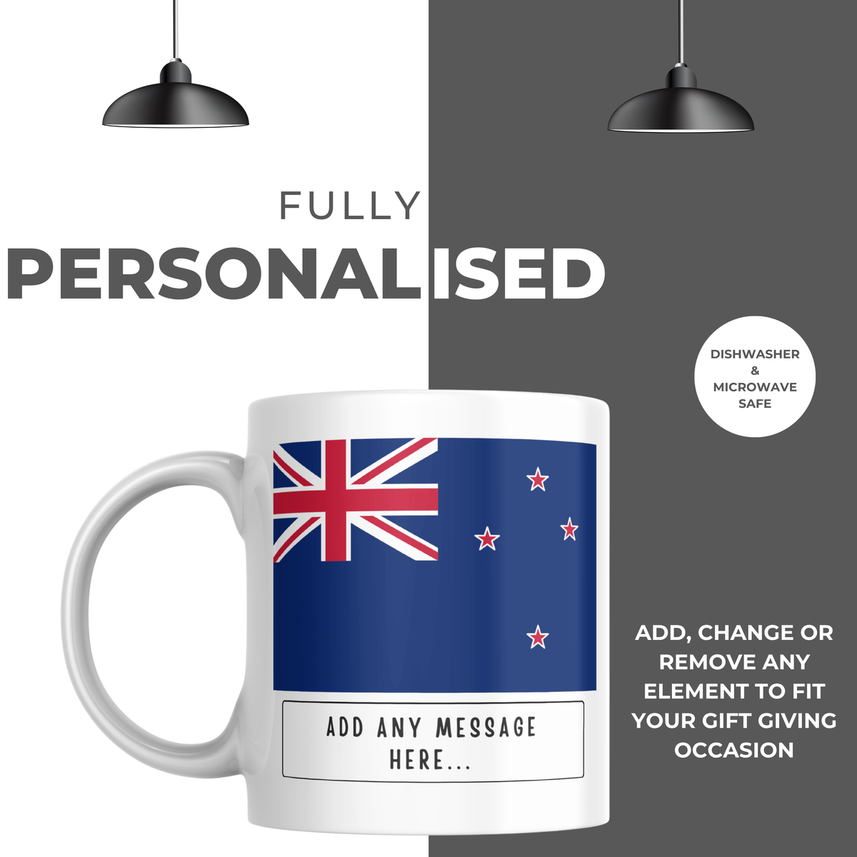 Personalised New Zealand flag mug – personalisation and care information