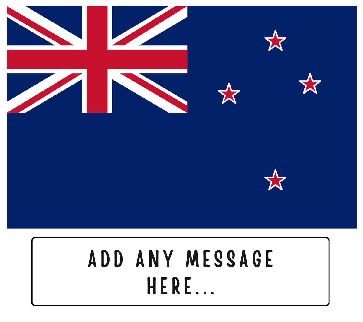 Personalised New Zealand flag mug – flat source artwork with space for a personalised message