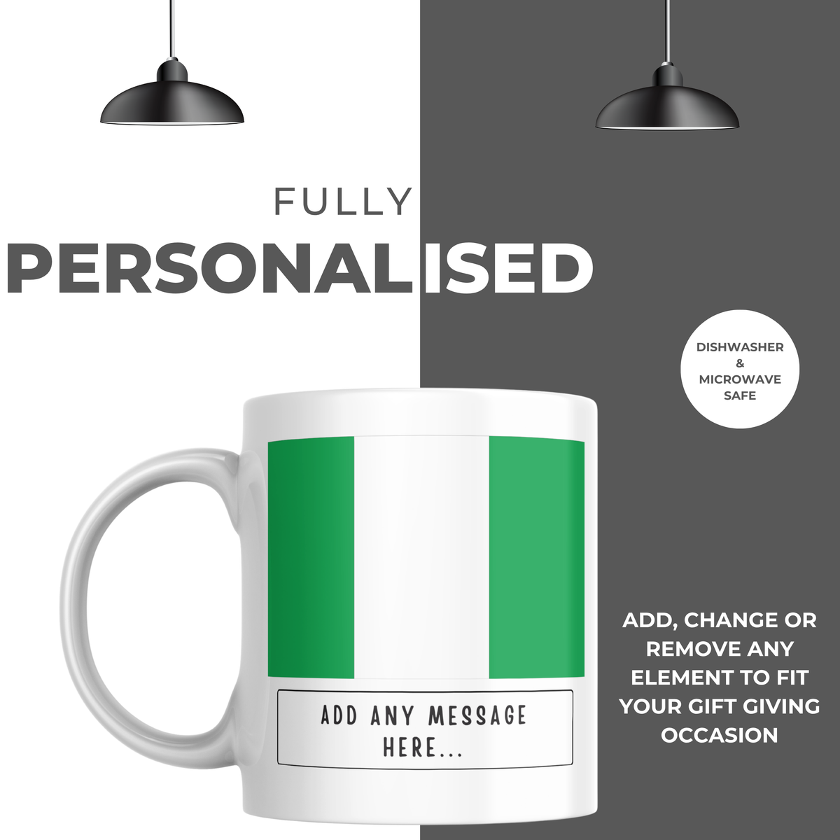 Personalised Nigeria flag mug – personalisation and care information
