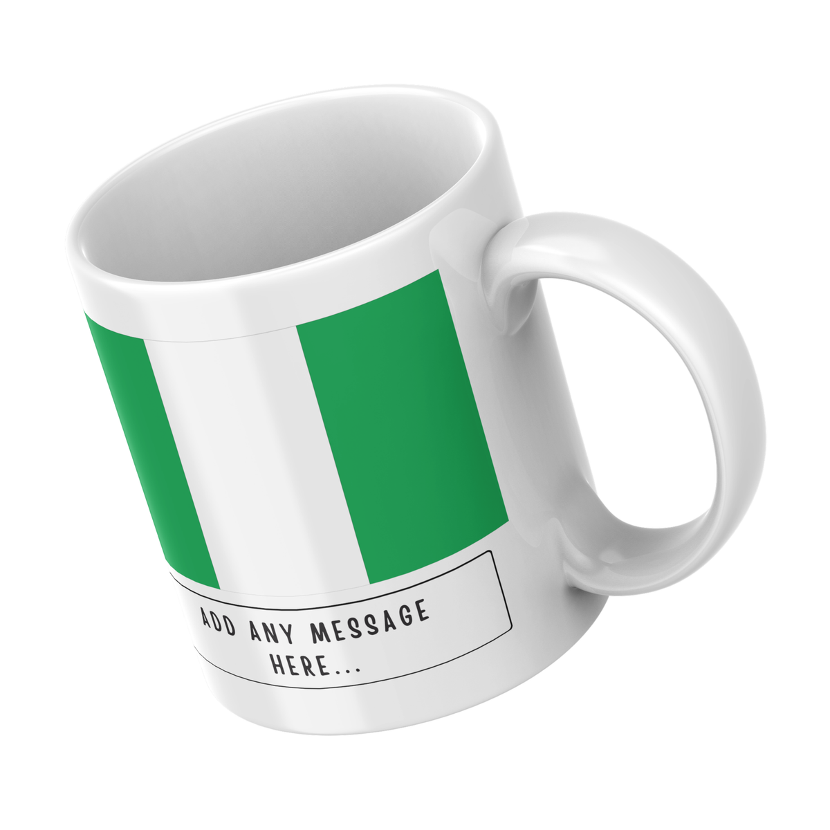 Personalised Nigeria flag mug – angled view