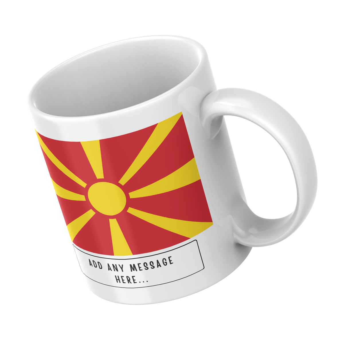 Personalised North Macedonia flag mug – angled view