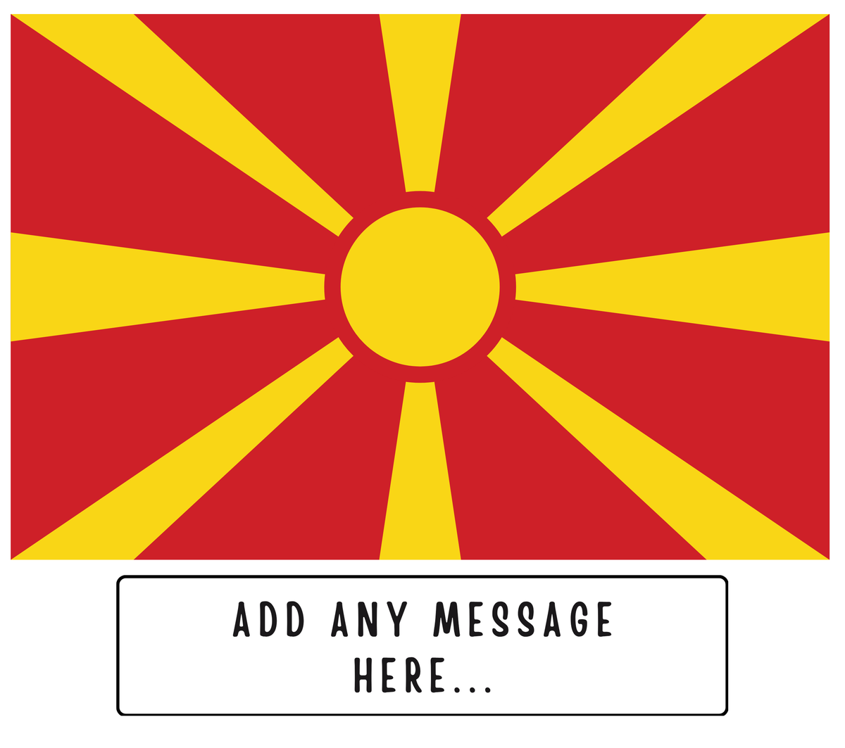 Personalised North Macedonia flag mug – flat source artwork with space for a personalised message