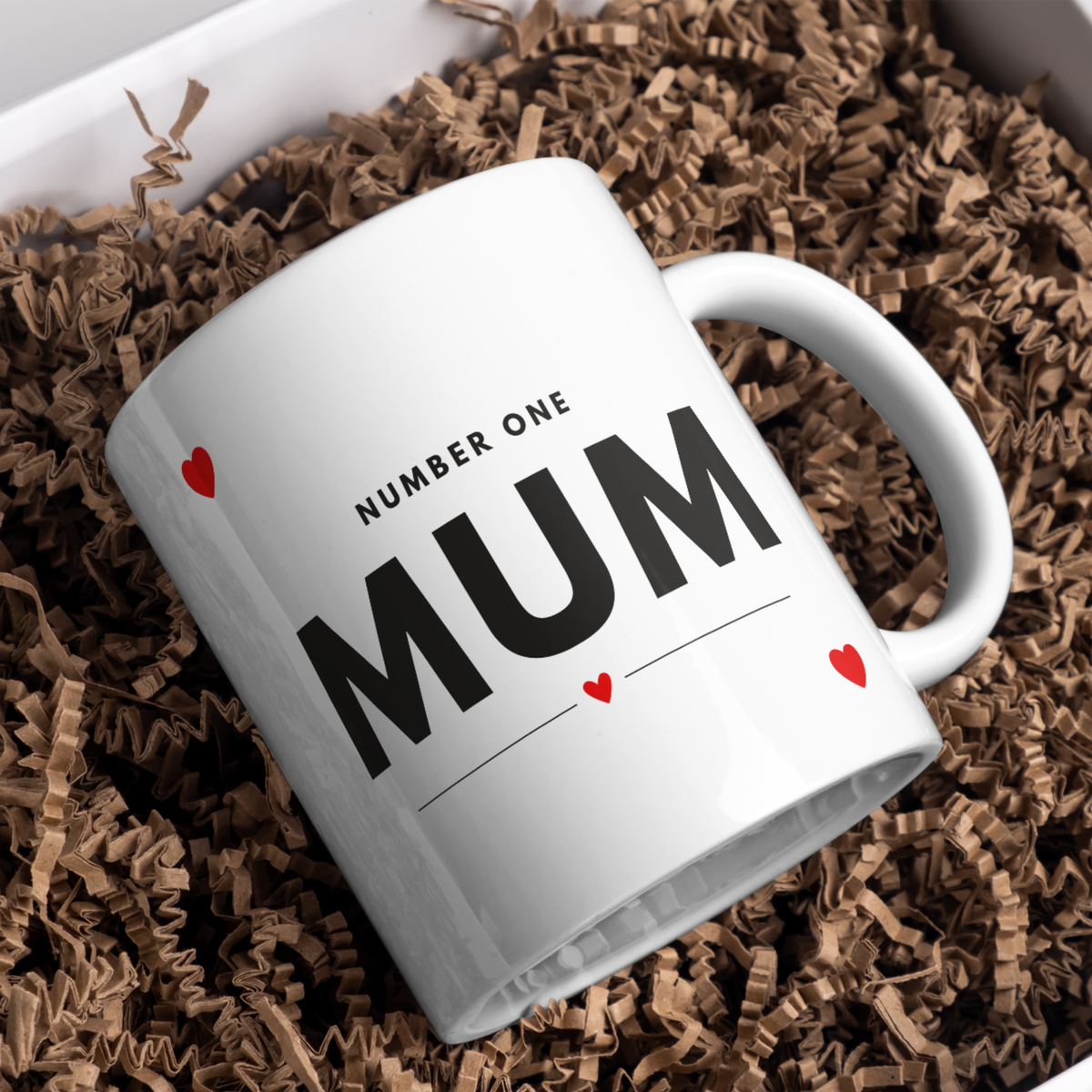 Number One Mum Mug – gift presentation on paper packing