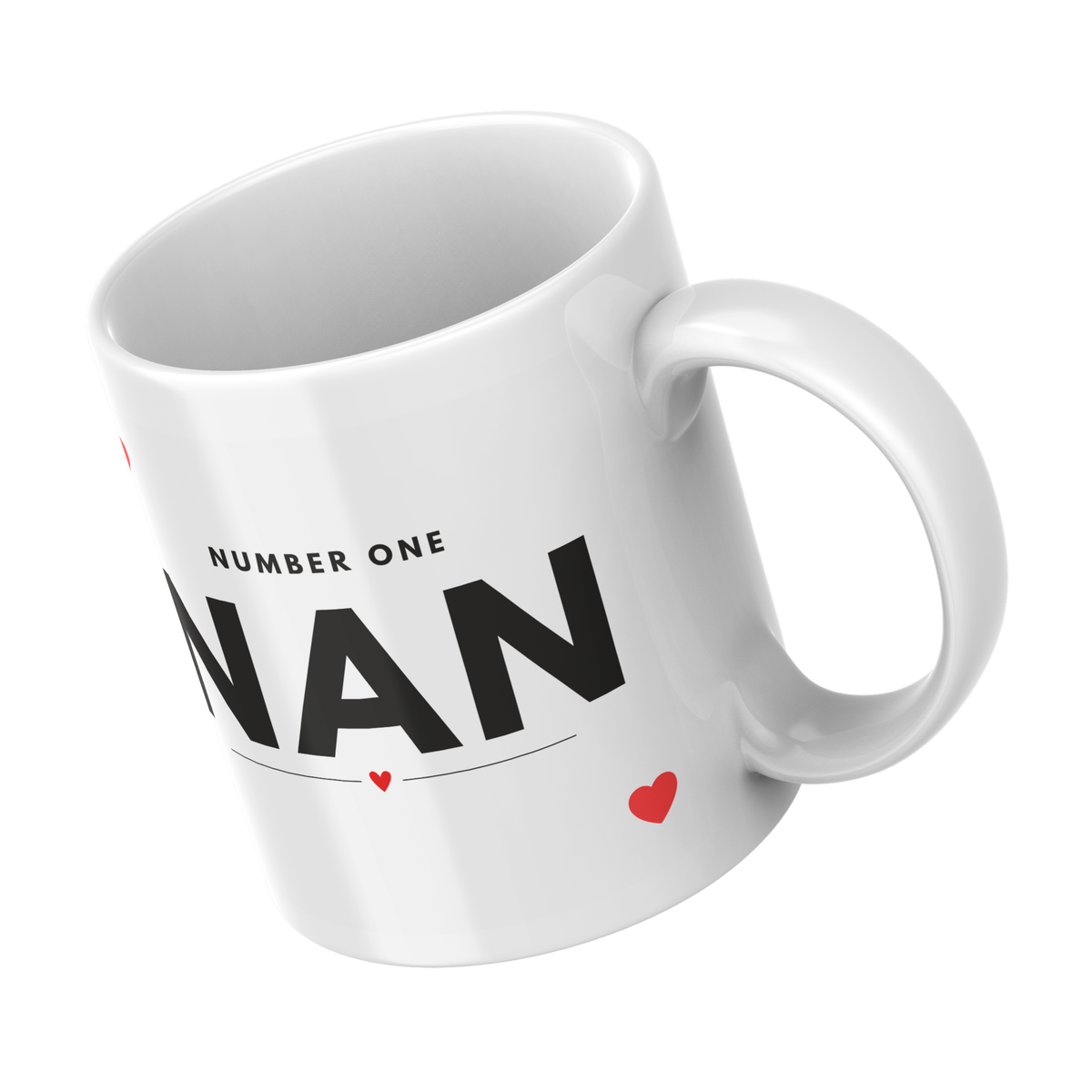 Number One Nan Mug – angled view