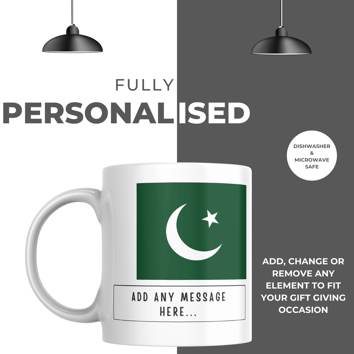 Personalised Pakistan flag mug – personalisation and care information
