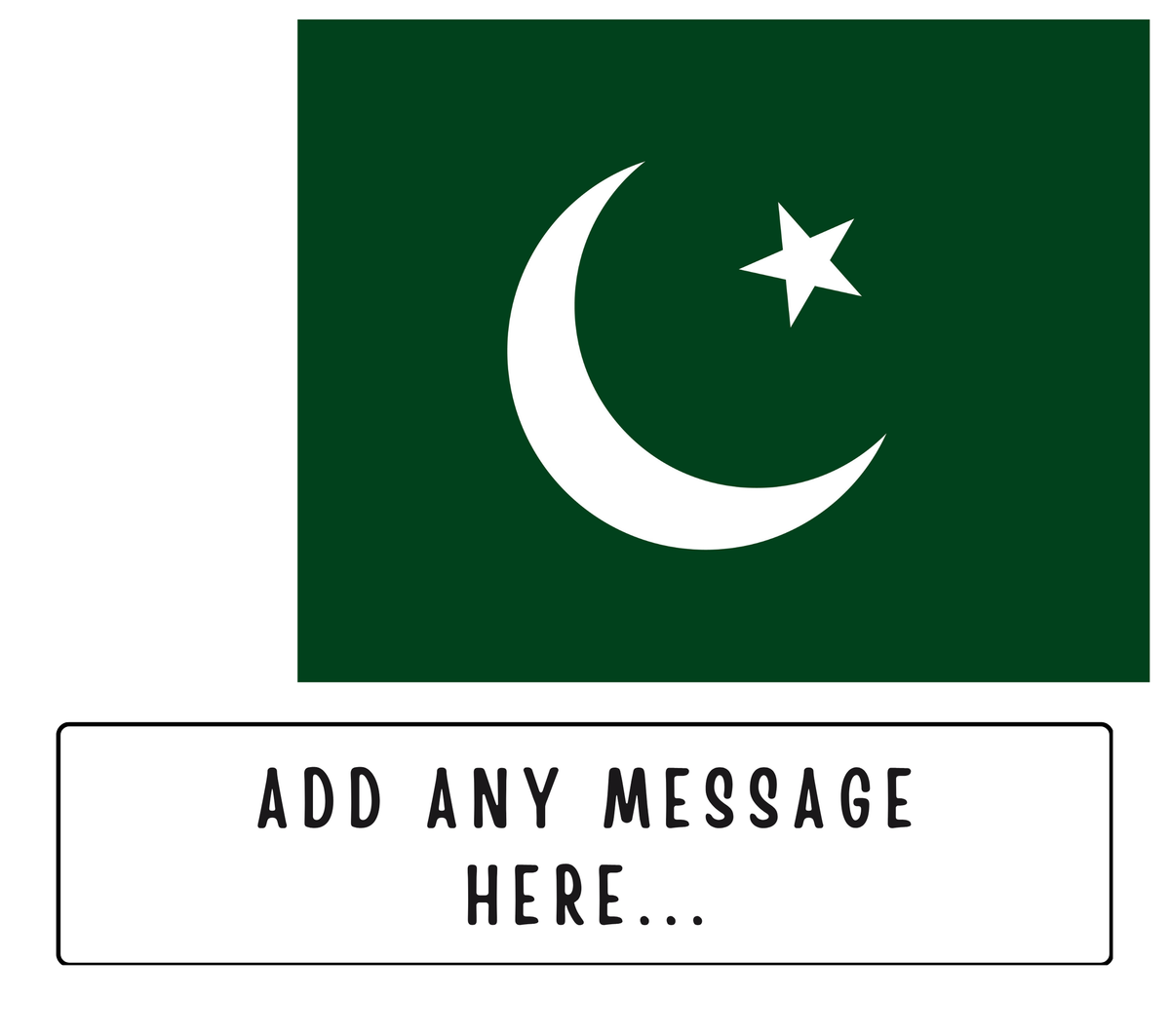 Personalised Pakistan flag mug – flat source artwork with space for a personalised message
