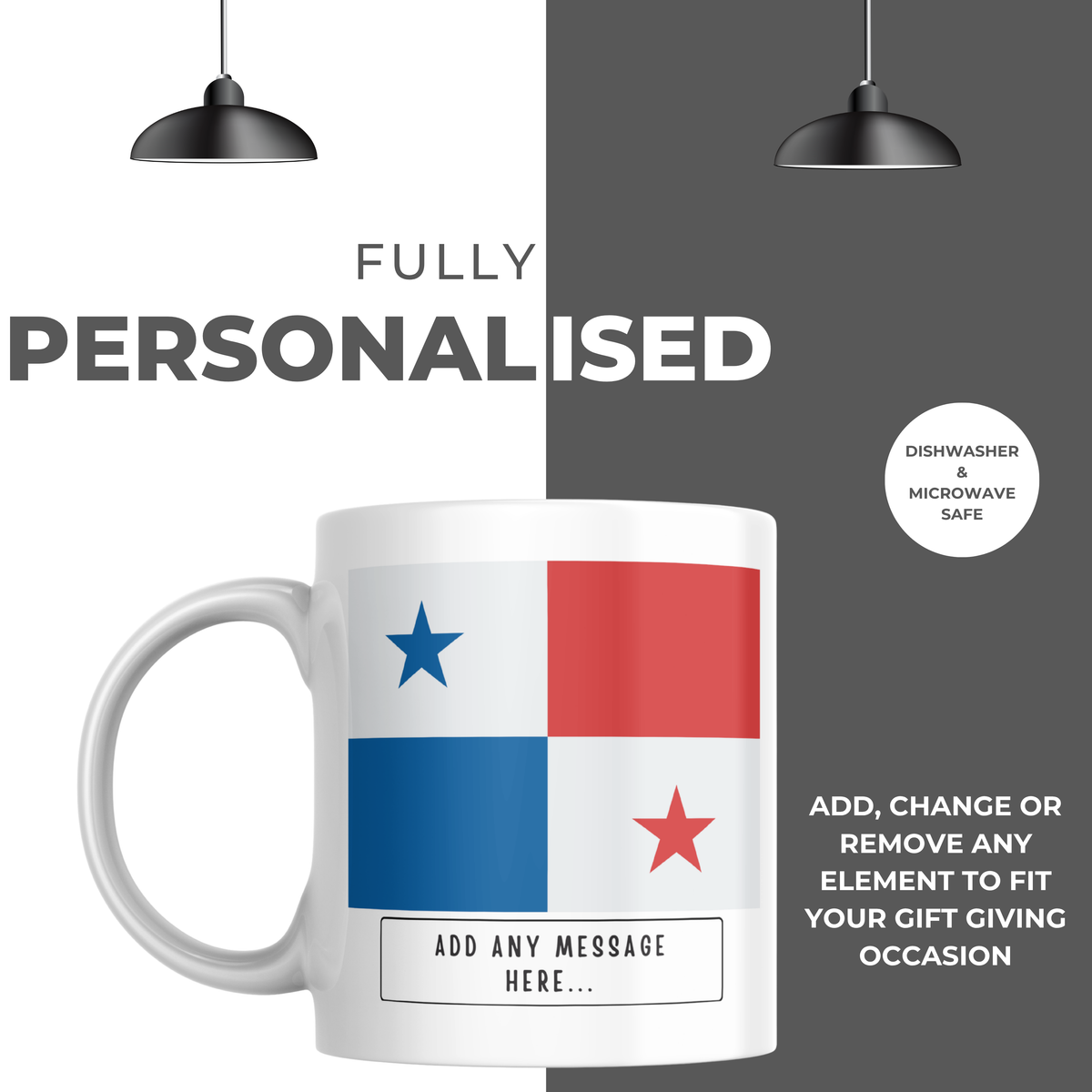 Personalised Panama flag mug – personalisation and care information