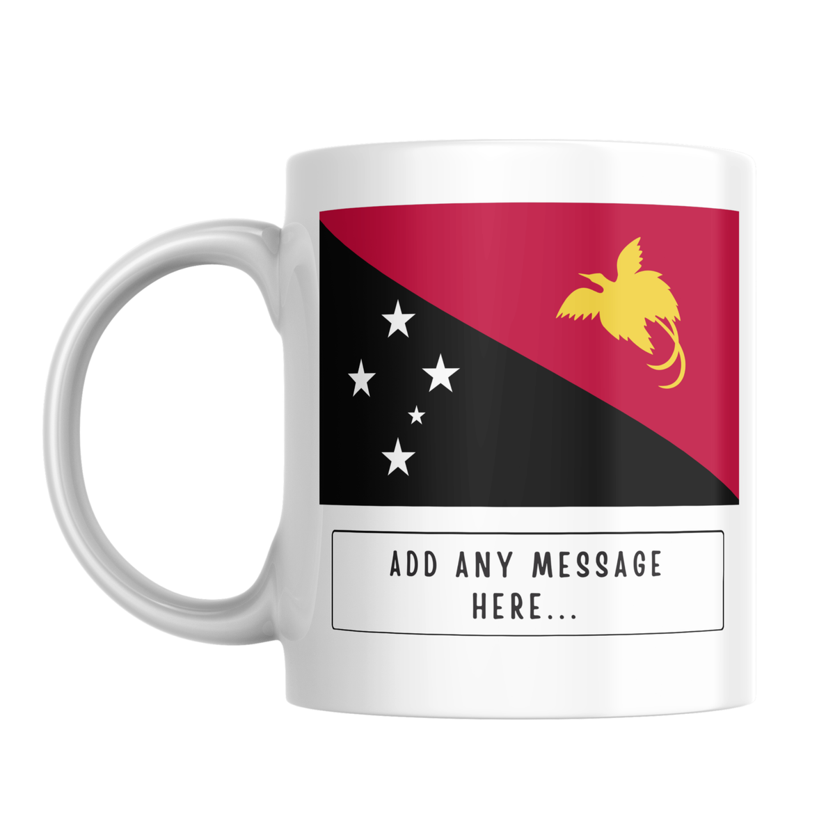 Personalised Papua New Guinea flag mug – front view
