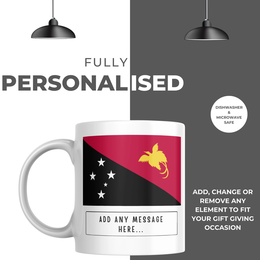 Personalised Papua New Guinea flag mug – personalisation and care information