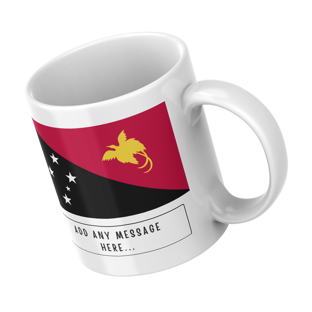 Personalised Papua New Guinea flag mug – angled view