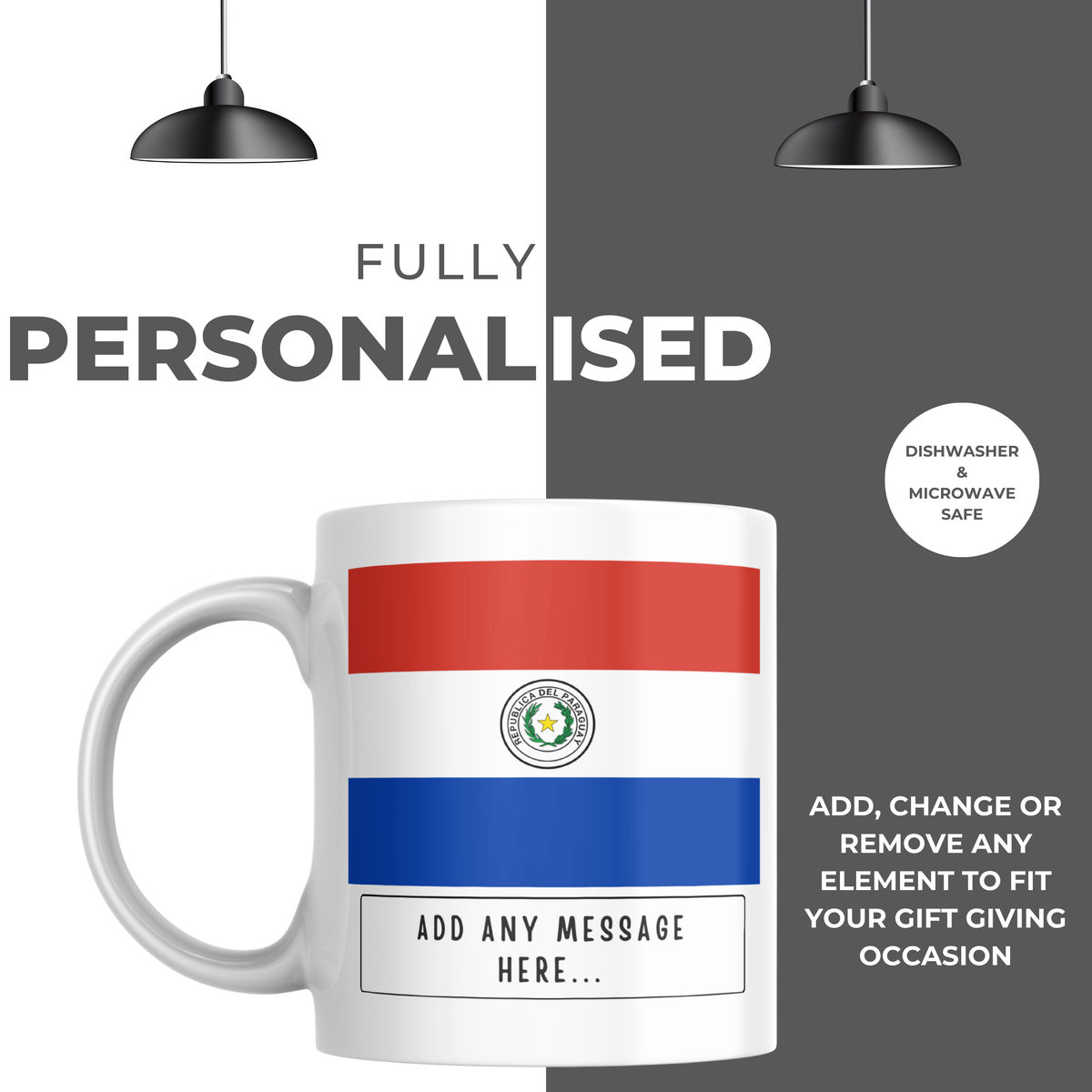 Personalised Paraguay flag mug – personalisation and care information