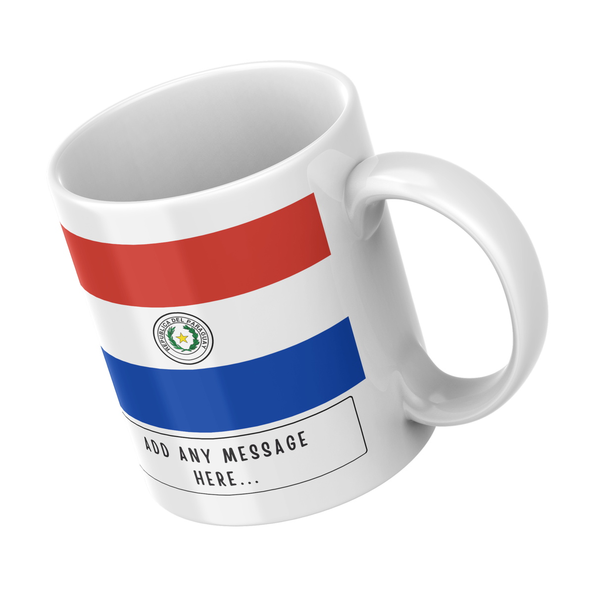 Personalised Paraguay flag mug – angled view