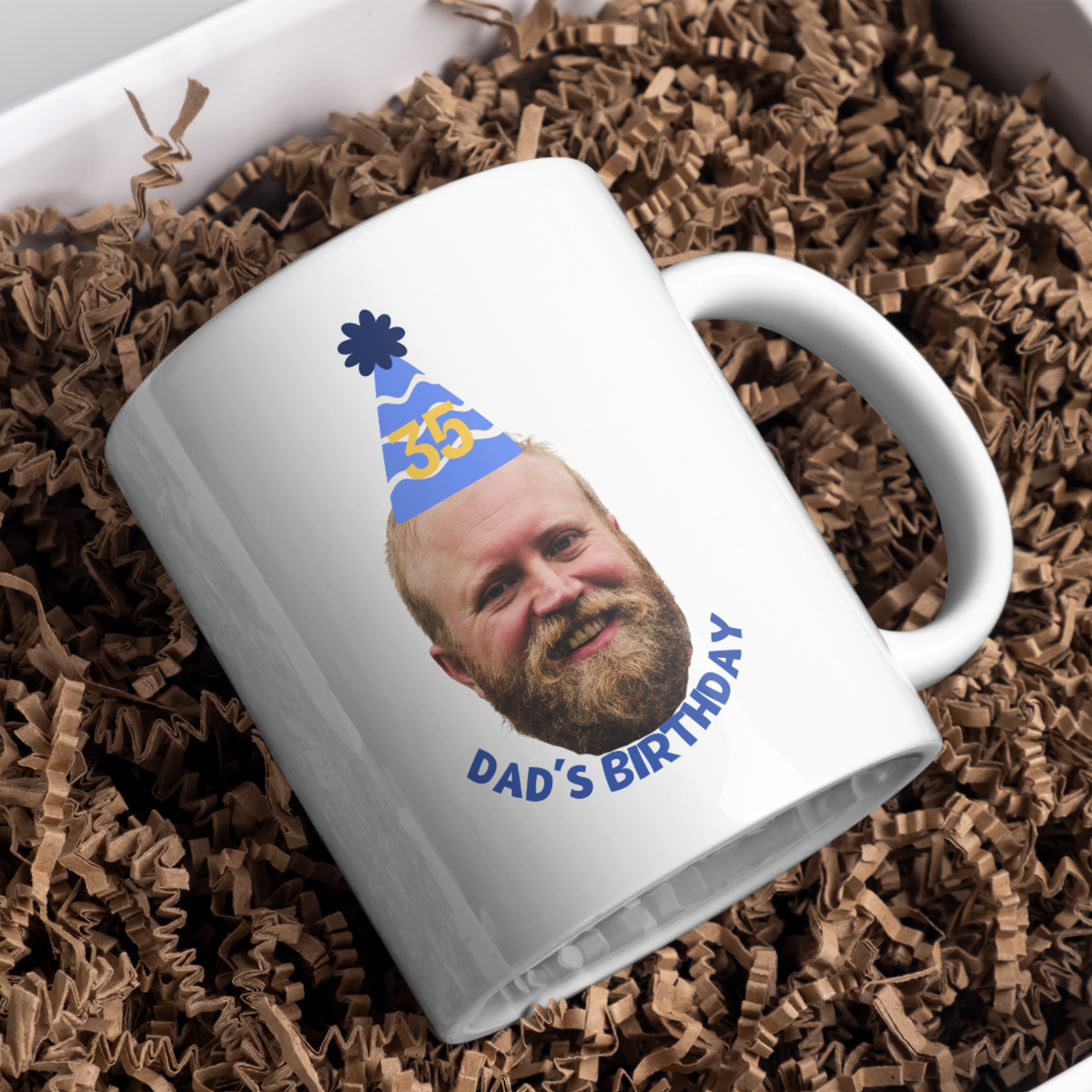 Party Hat Photo Birthday Mug – gift presentation on paper packing