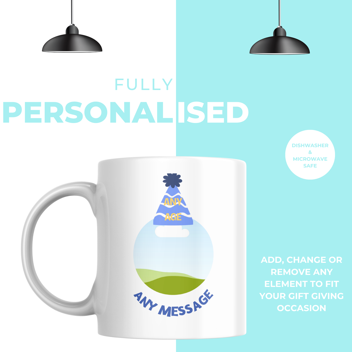Party Hat Photo Birthday Mug – personalisation information