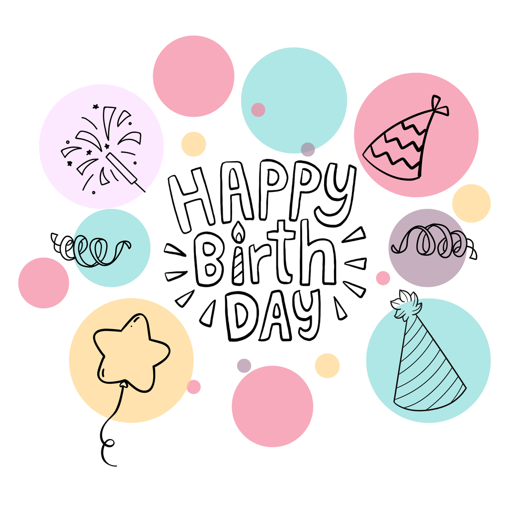 Pastel Party Doodle Birthday Mug – original flat artwork