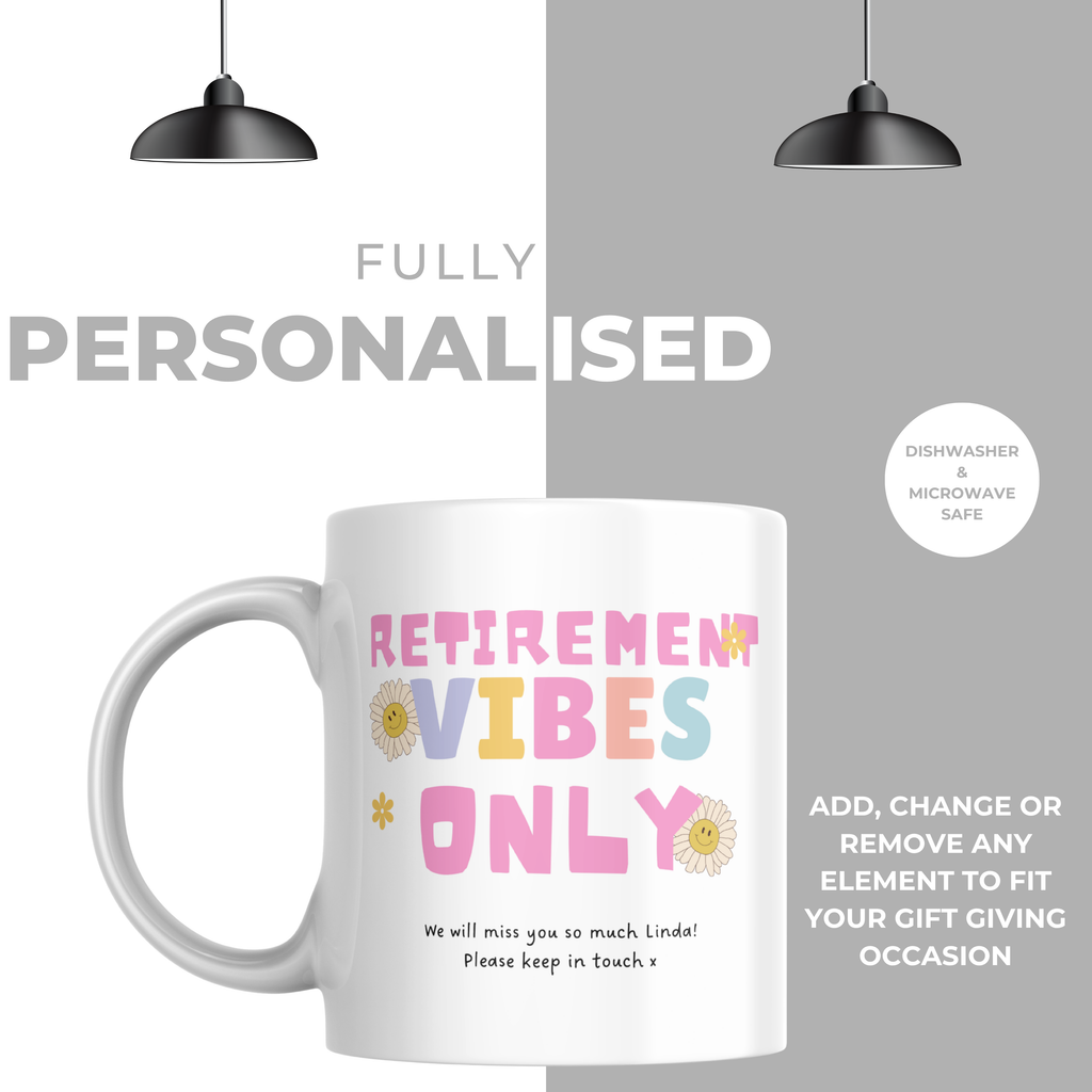 Pastel Retirement Vibes Only Mug – personalisation information
