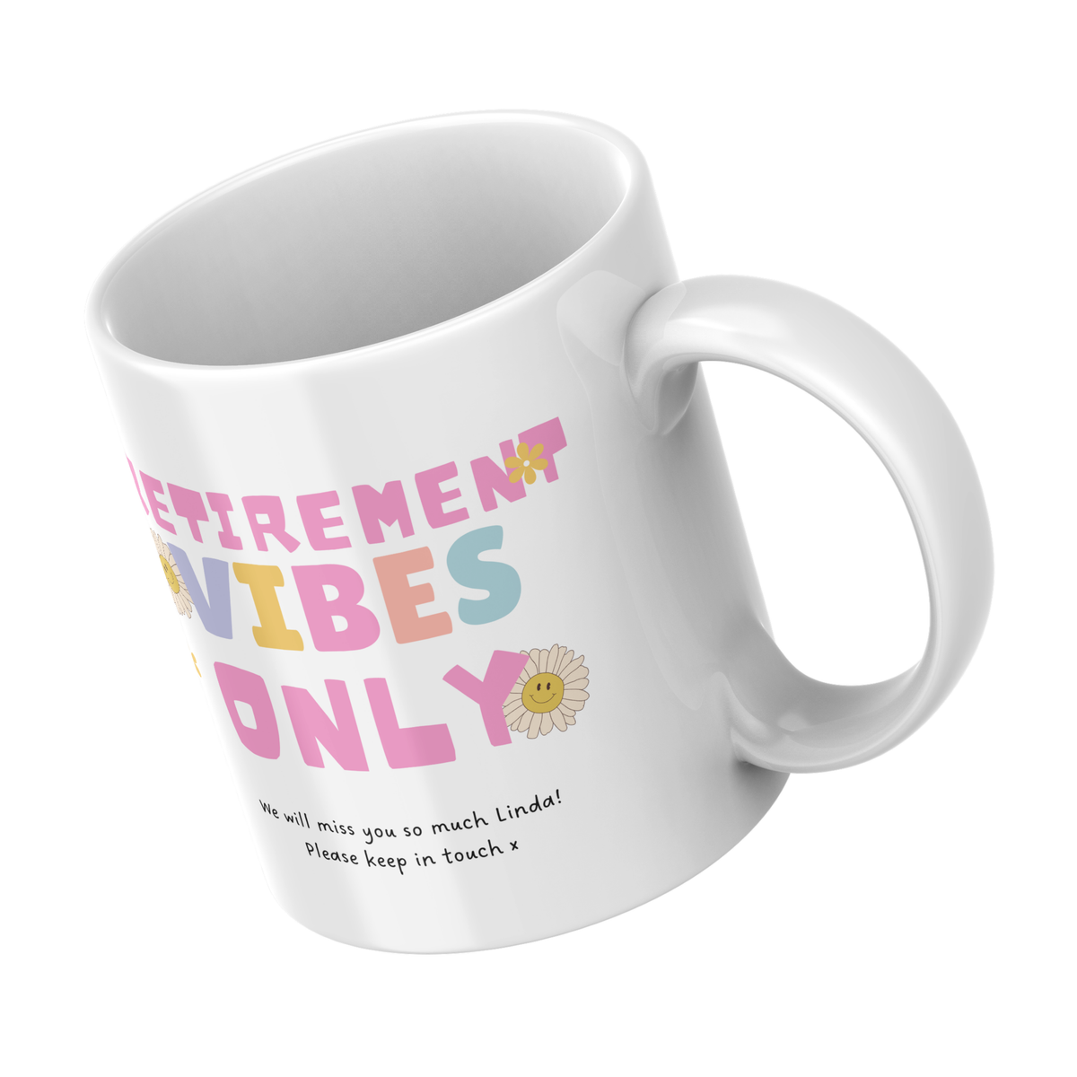 Pastel Retirement Vibes Only Mug – angled view