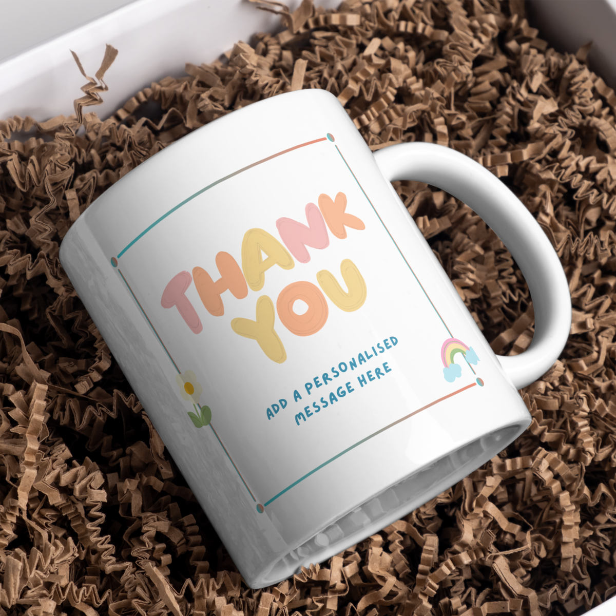 Pastel Thank You Mug – gift presentation on paper packing