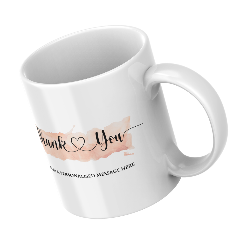 Peach Brushstroke Thank You Mug – angled view