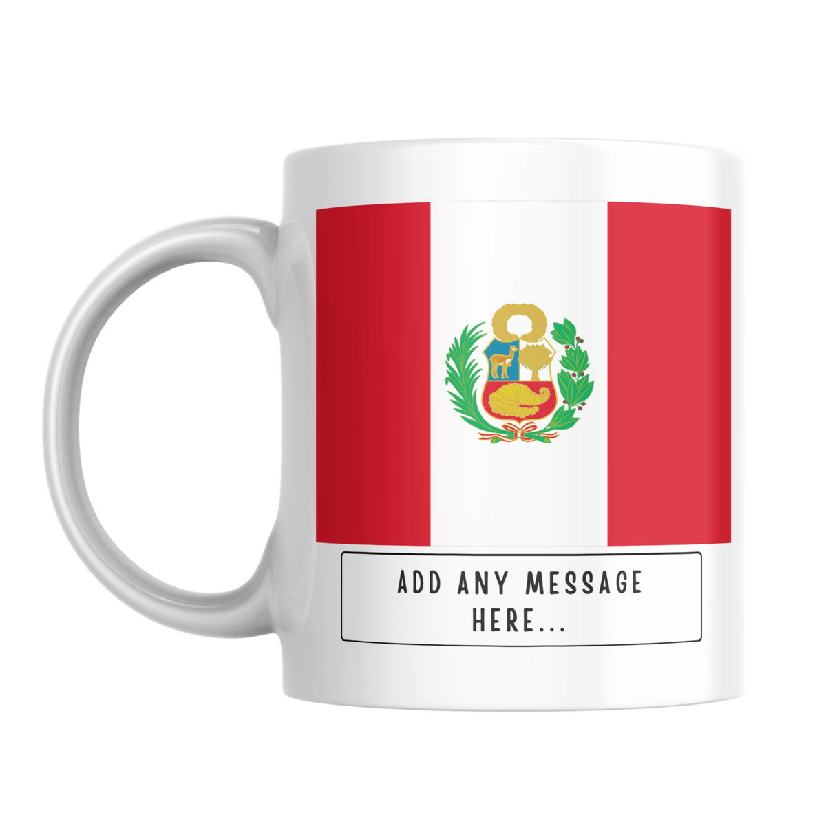 Personalised Peru flag mug – front view