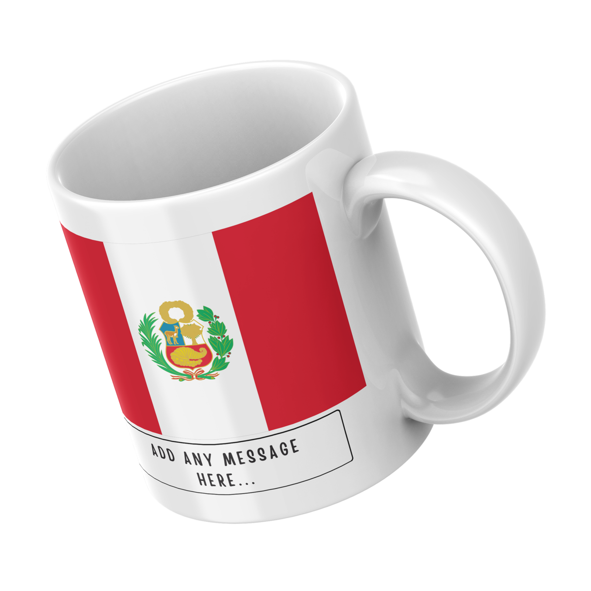 Personalised Peru flag mug – angled view