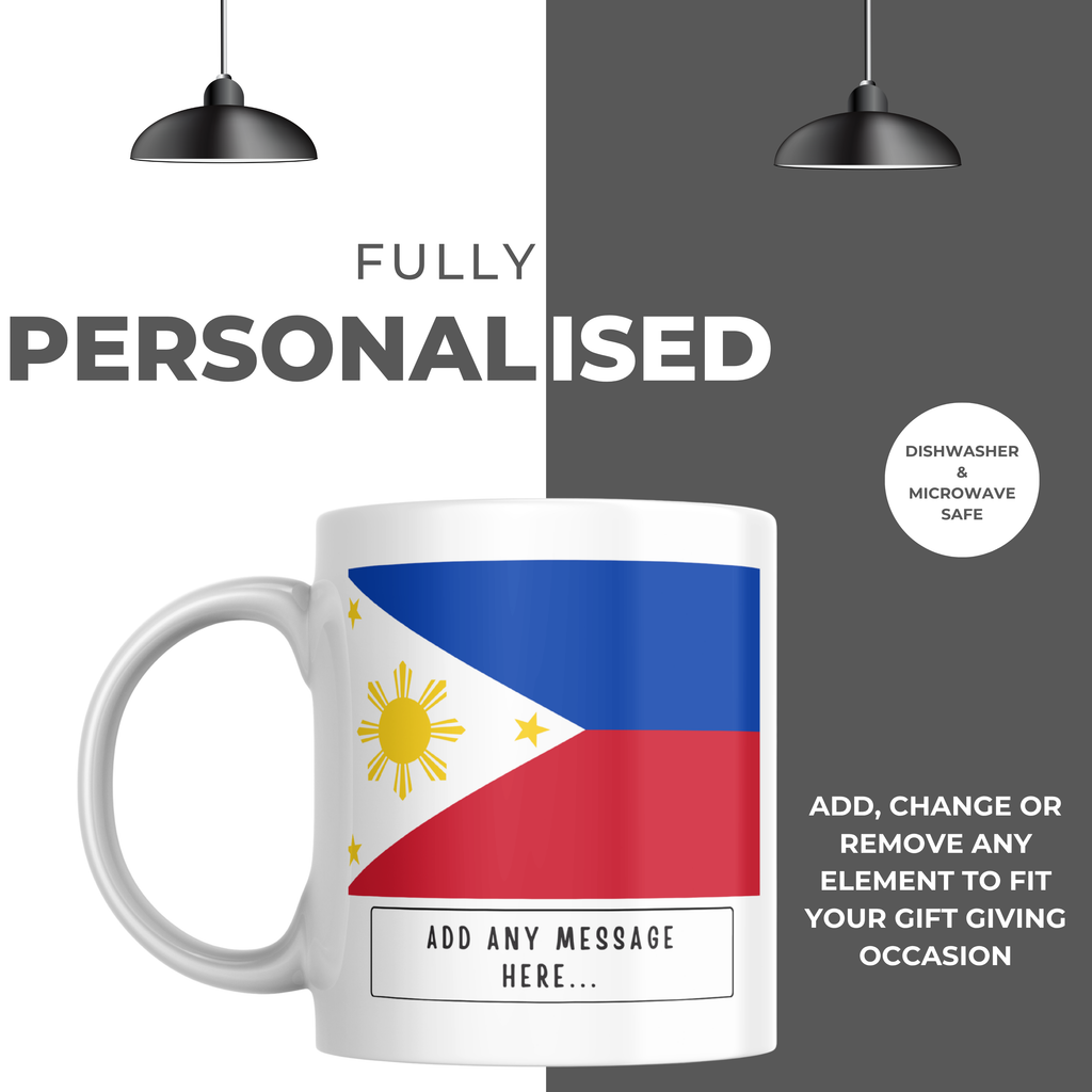 Personalised Philippines flag mug – personalisation and care information