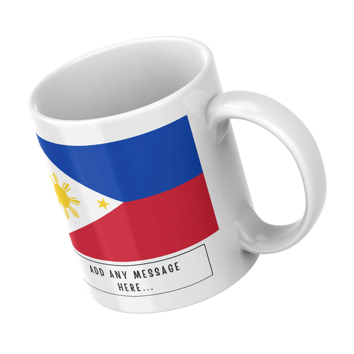 Personalised Philippines flag mug – angled view