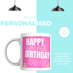 Pink Confetti Birthday Mug – personalisation information