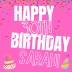 Pink Confetti Birthday Mug – flat artwork with example name and age