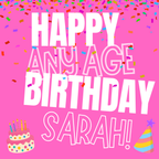 Pink Confetti Birthday Mug – flat artwork showing any-age wording