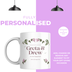 Pink Floral Engagement Mug – personalisation information