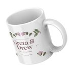 Pink Floral Engagement Mug – angled view