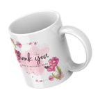 Pink Floral Thank You Mug – angled view