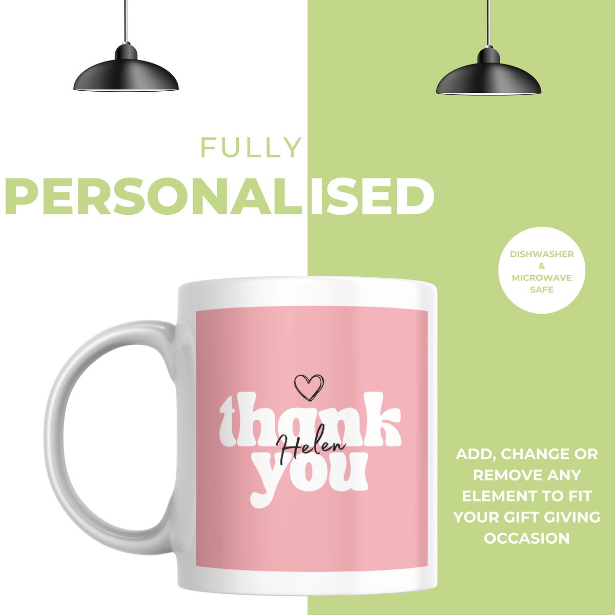 Pink Thank You Name Mug – personalisation information