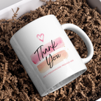 Pink Watercolour Thank You Mug – gift presentation on paper packing