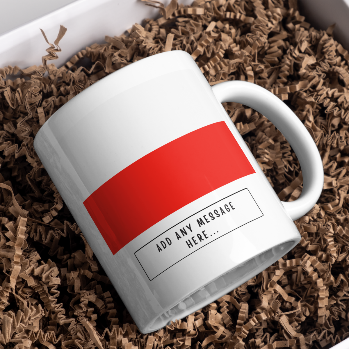 Personalised Poland flag mug – gift presentation on paper packing