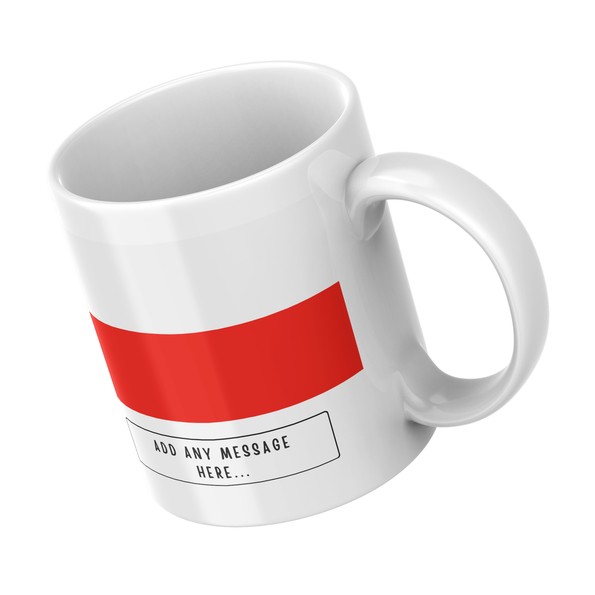 Personalised Poland flag mug – angled view