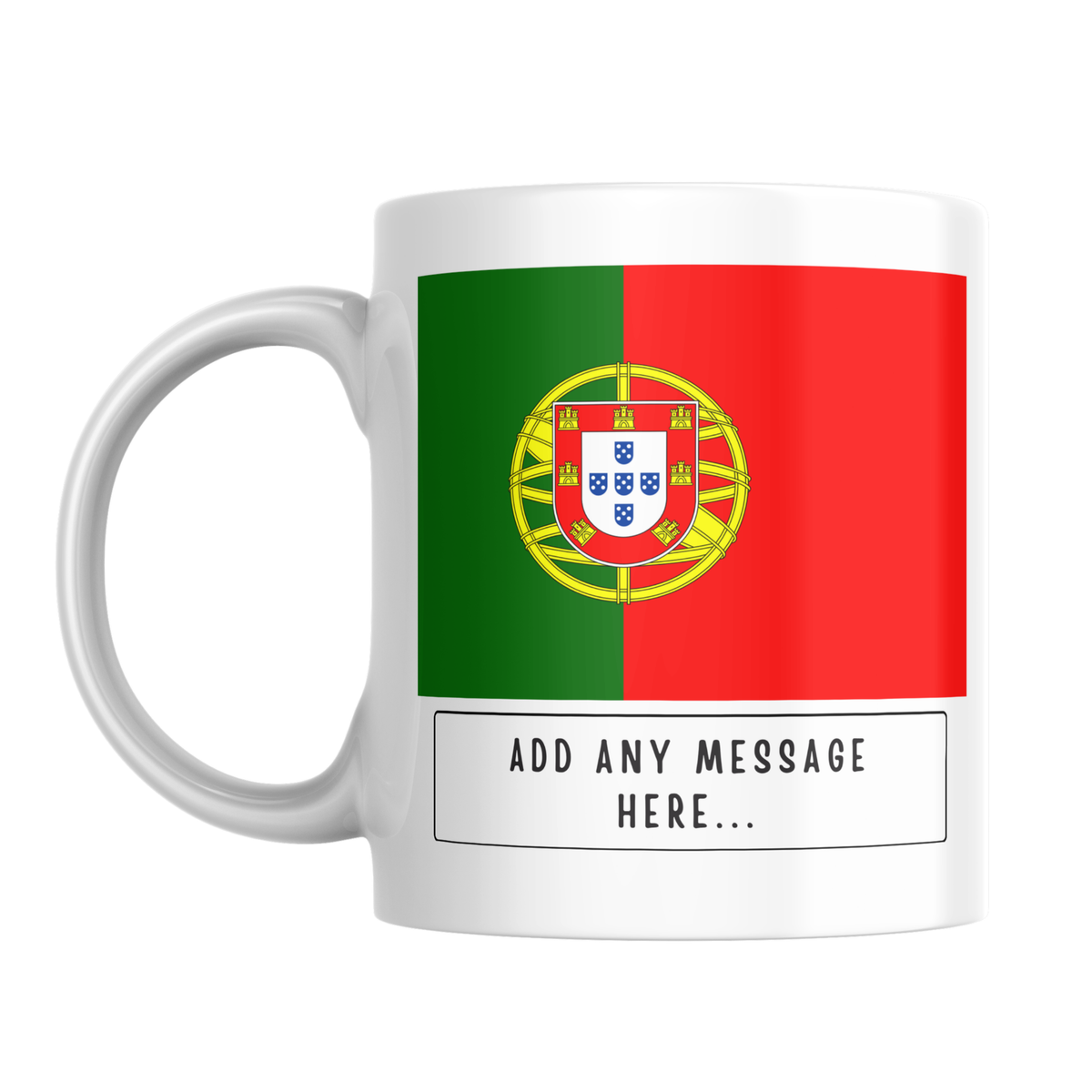 Personalised Portugal flag mug – front view